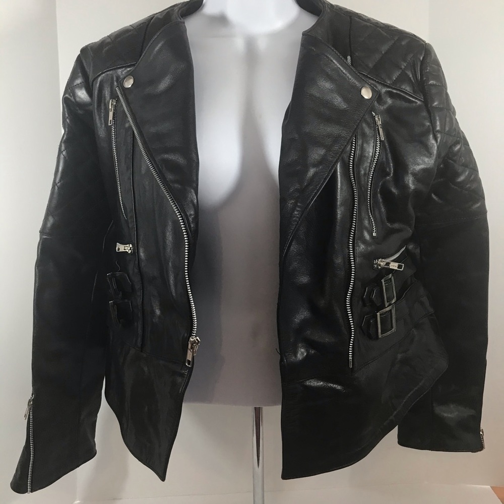 Leather biker jacket Kristen Stewart inspired XL